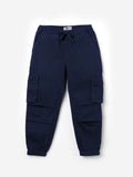 Solids: Estate Blue Boys Cargo Joggers (2-8 Yrs)
