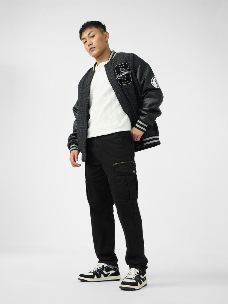 Solids: Black Men Cargo Pants
