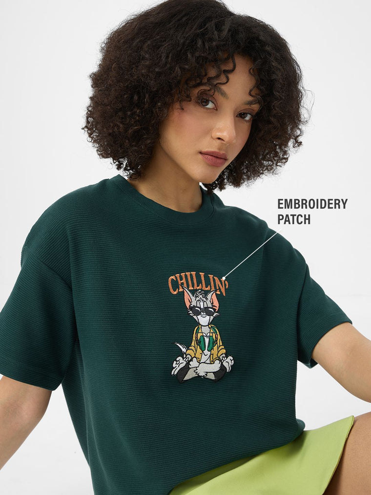 Textured Tshirt: Tom Chillin' Women Oversized T-Shirts