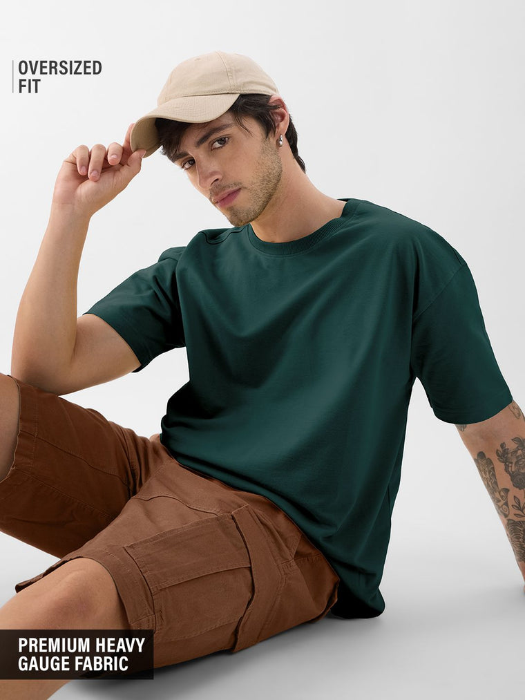 Solids: Emerald Green Oversized T-Shirts