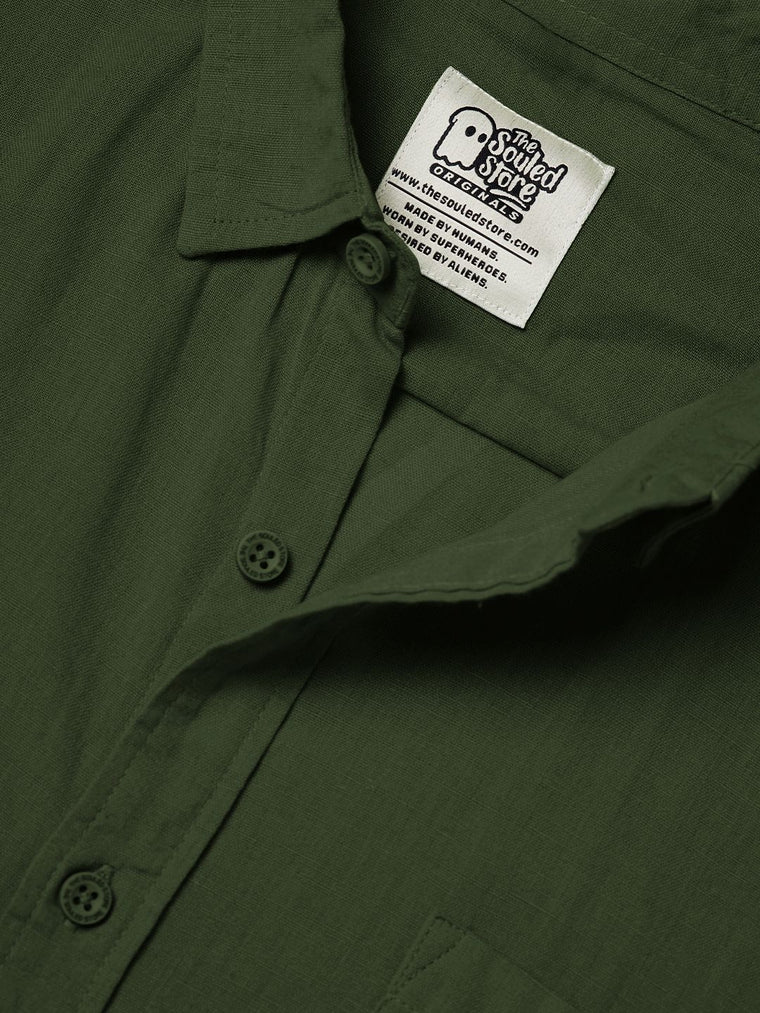 Cotton Linen: Ivy Green Cotton Linen Shirts