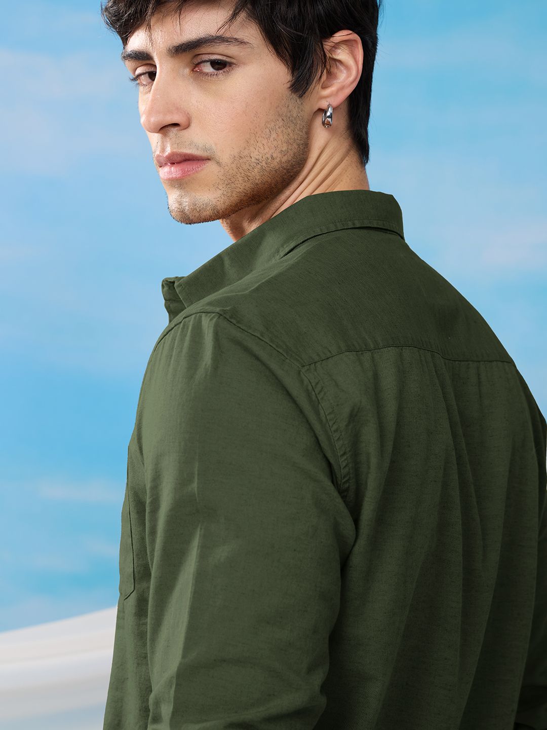 Cotton Linen: Ivy Green Cotton Linen Shirts