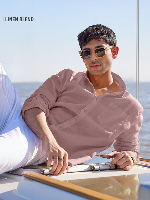 Cotton Linen: Soft Pink Cotton Linen Shirts