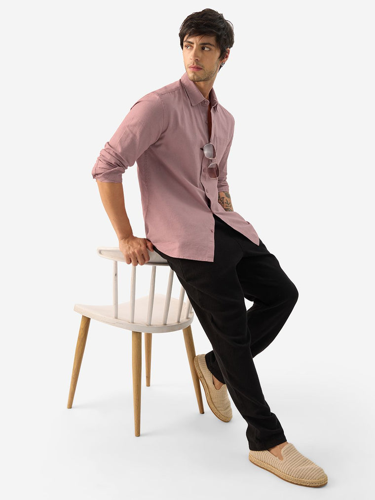 Cotton Linen: Soft Pink Cotton Linen Shirts