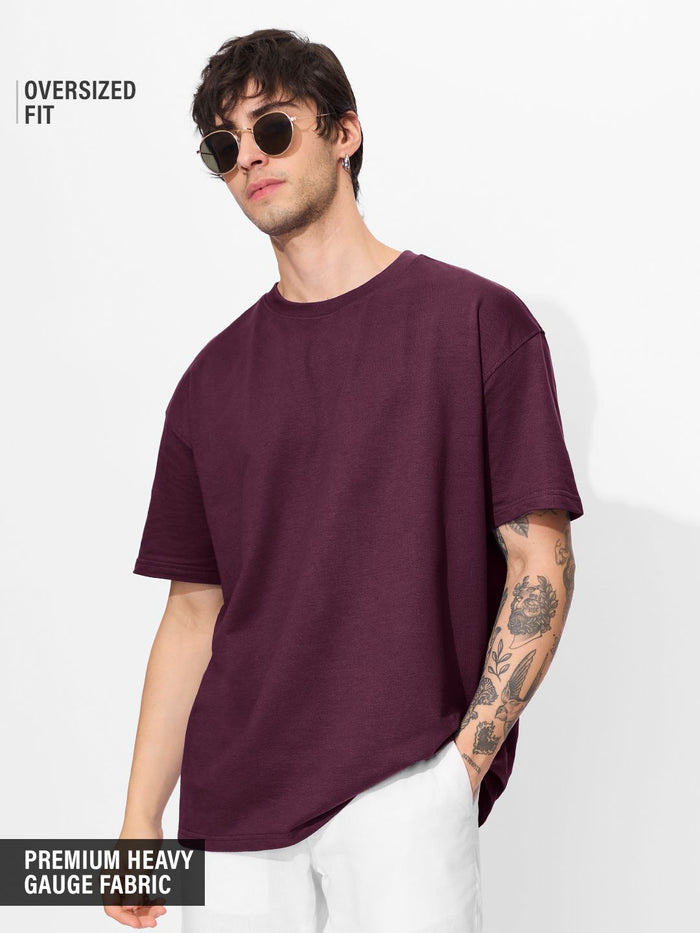 Solids: Dark Purple Oversized T-Shirts