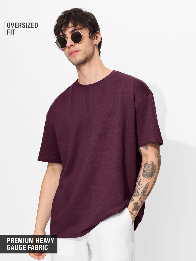 Solids: Dark Purple Oversized T-Shirts