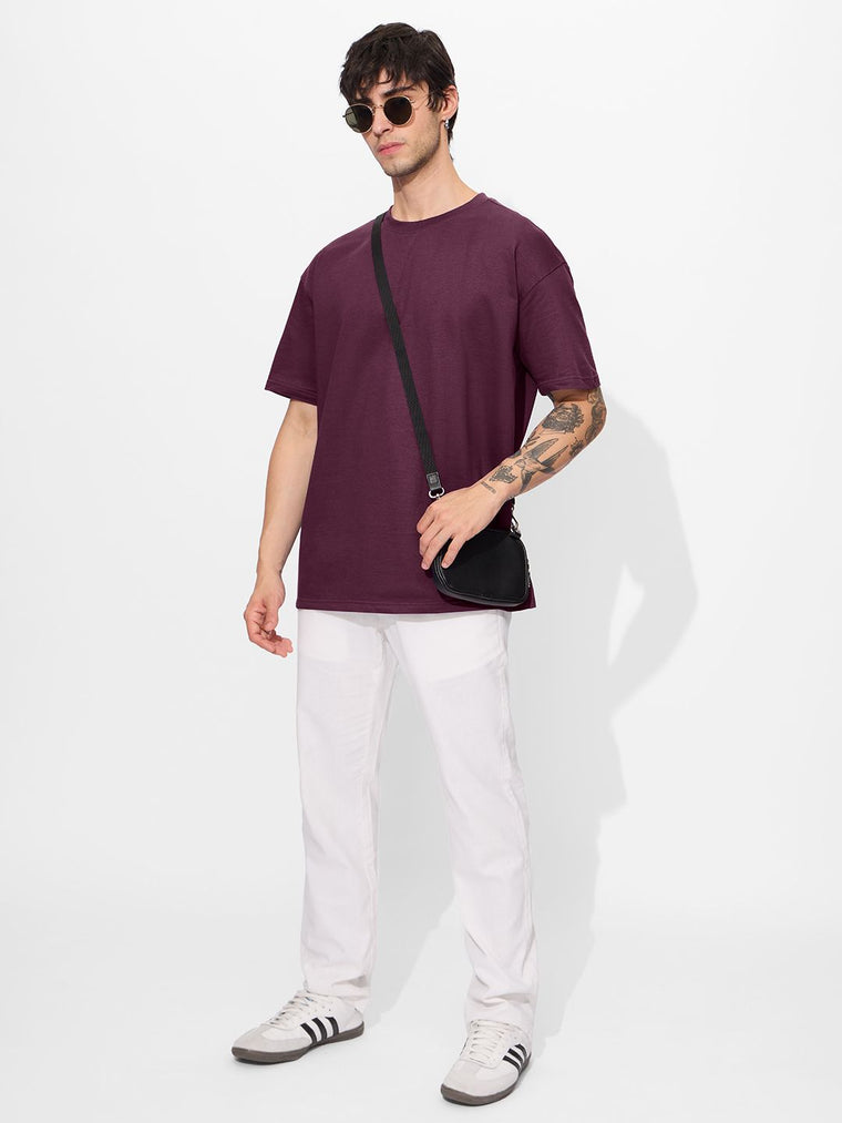 Solids: Dark Purple Oversized T-Shirts