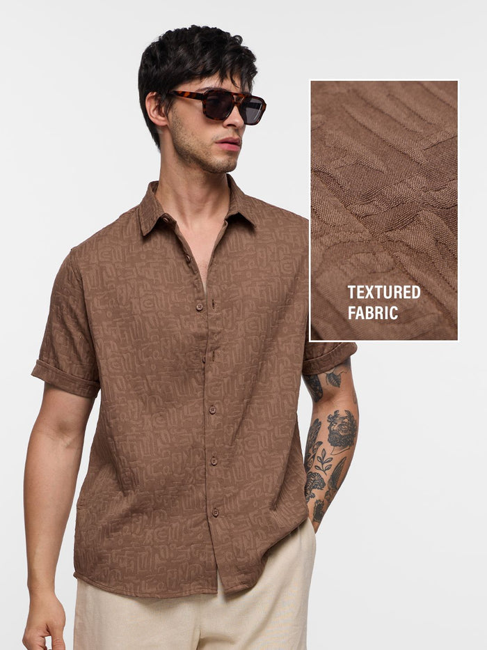 Textured Shirt: Mocha Men Textured Shirts