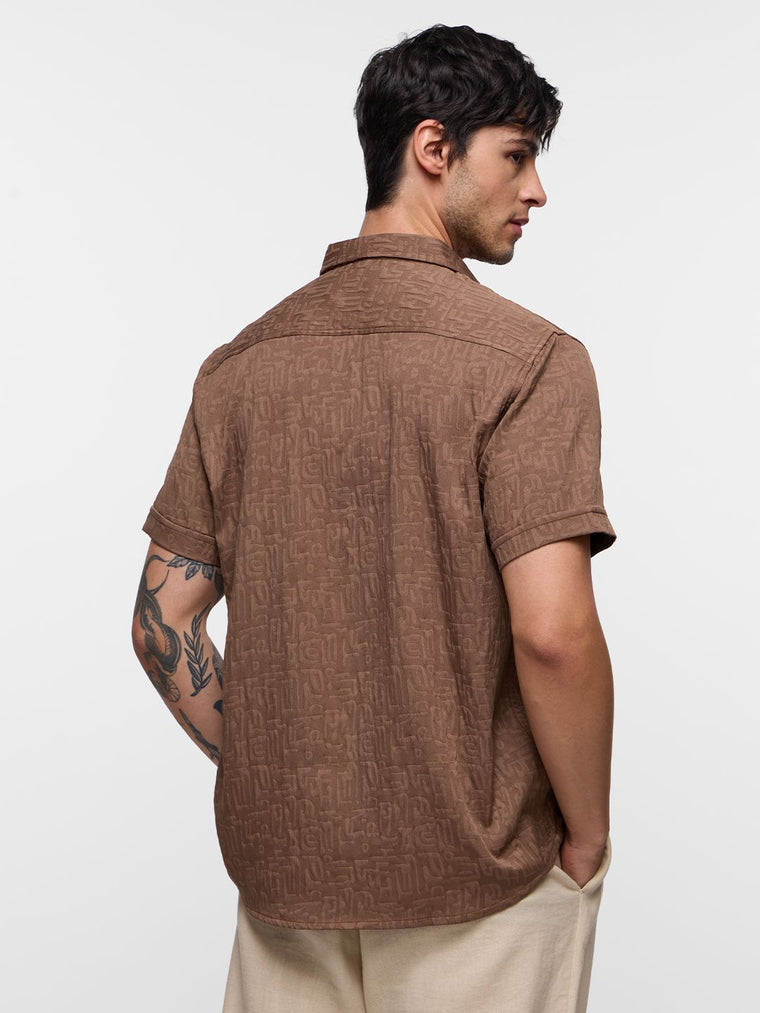 Textured Shirt: Mocha Men Textured Shirts