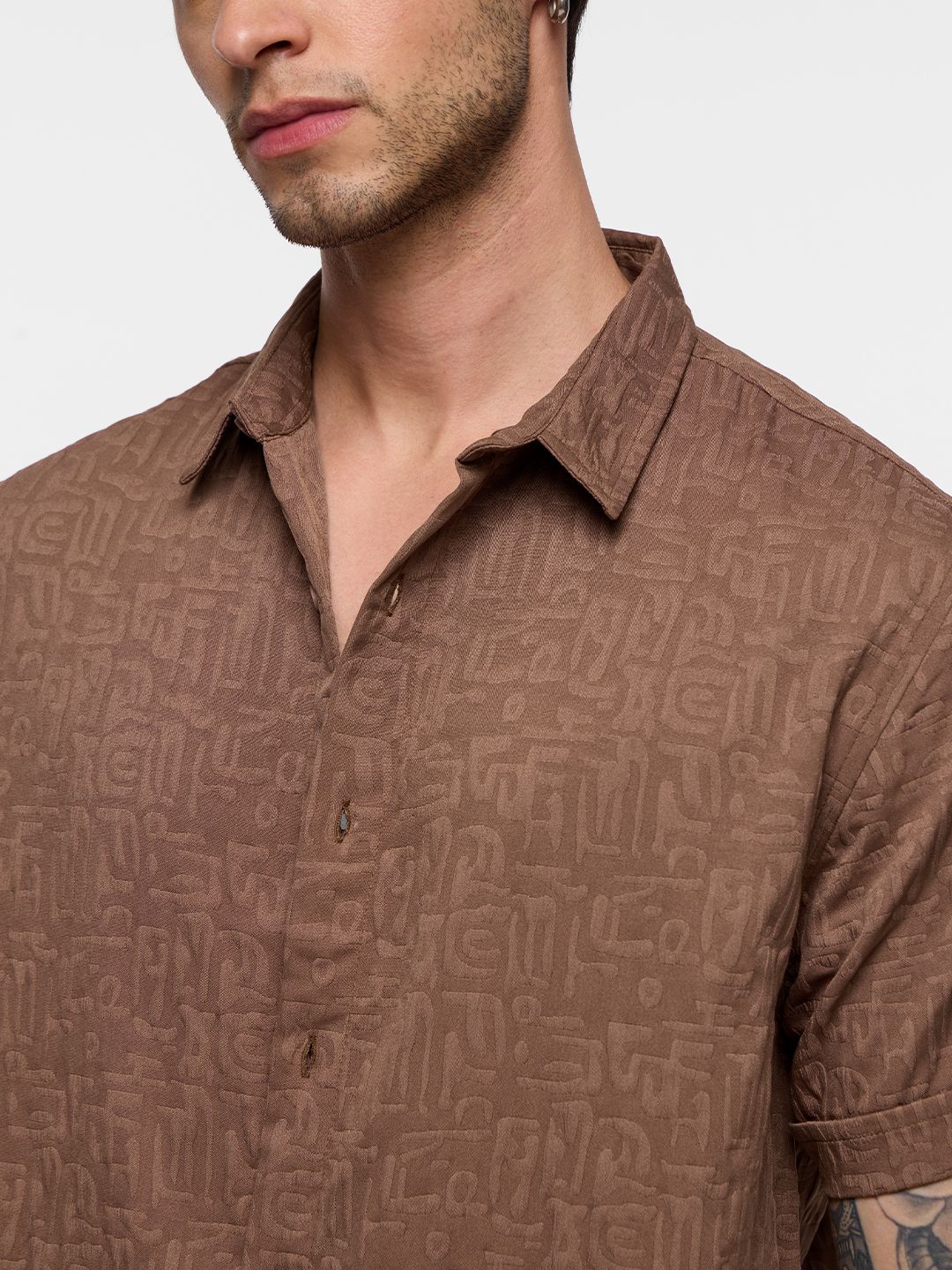 Textured Shirt: Mocha Men Textured Shirts