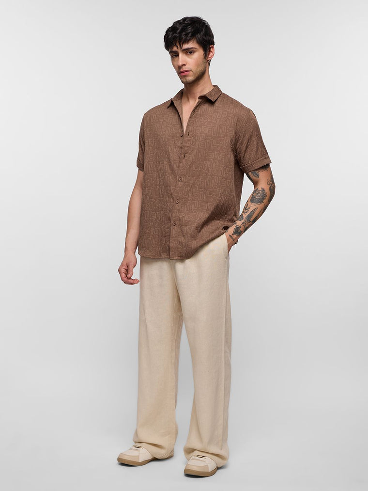 Textured Shirt: Mocha Men Textured Shirts