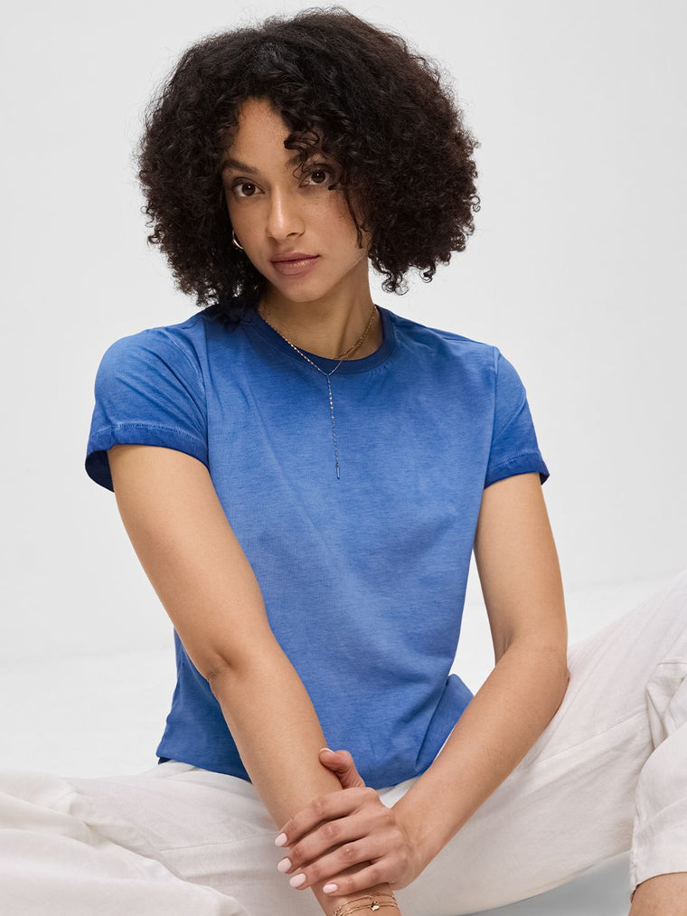 Vintage Solids: Electric Blue Women Regular T-Shirts