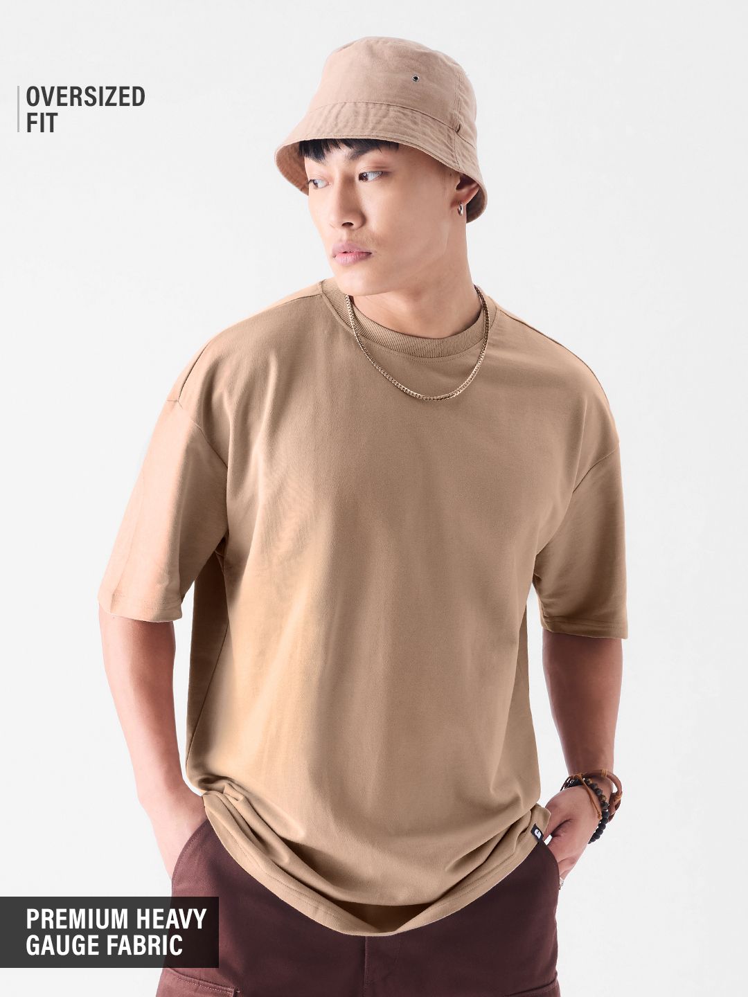 Solids: Soft Brown Oversized T-Shirts