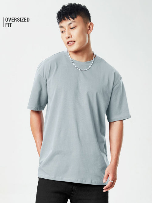 Solids: Pearl Grey Oversized T-Shirts