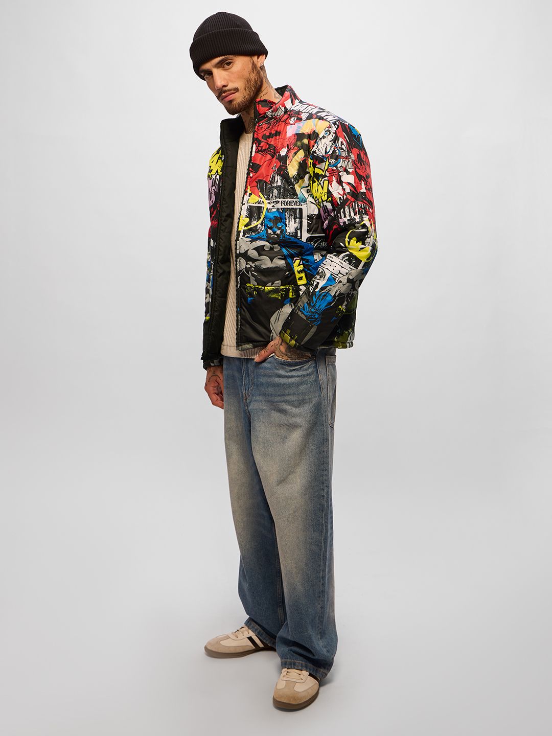 Reversible Puffer: Batman Gotham City Men Puffer Jackets