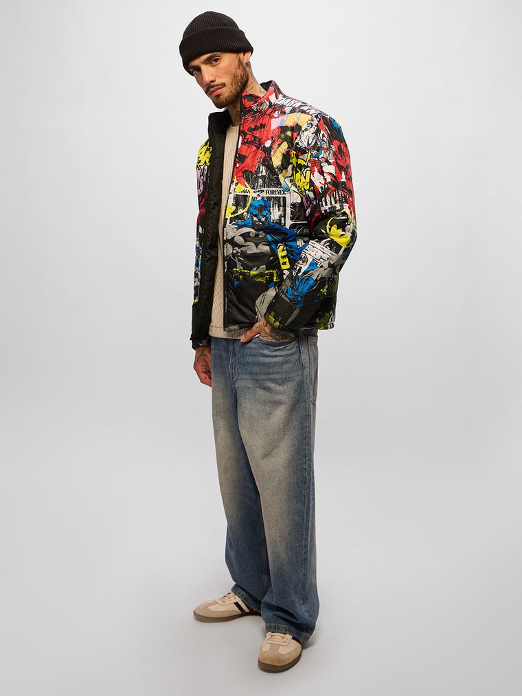 Reversible Puffer: Batman Gotham City Men Puffer Jackets