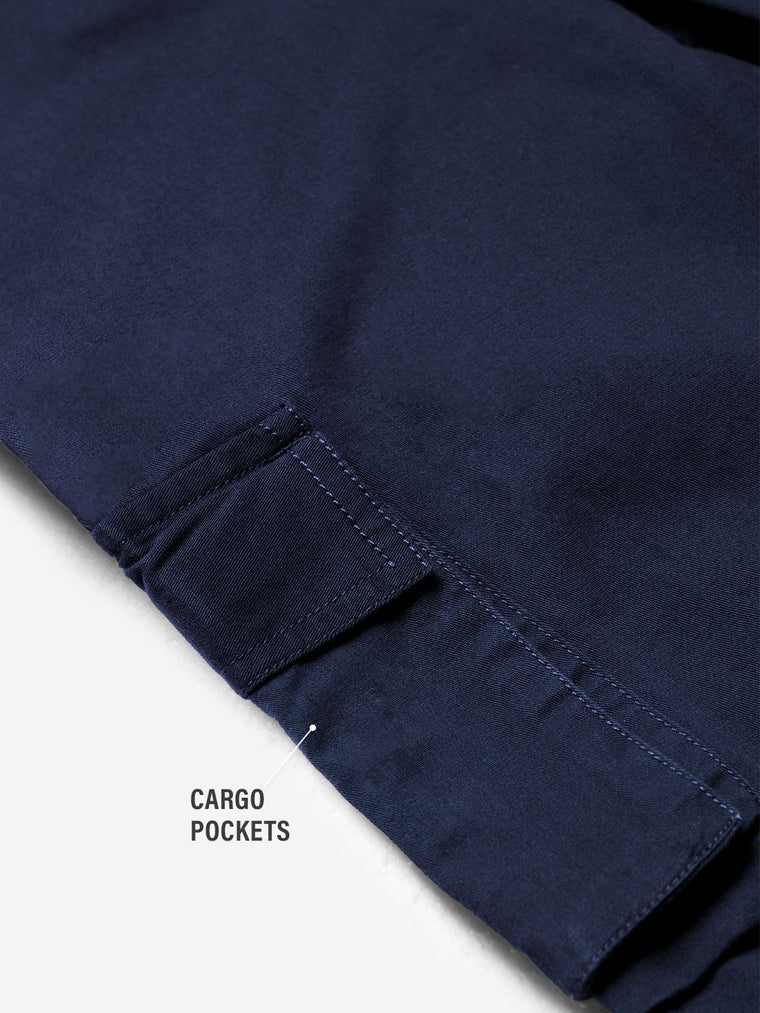 Solids: Estate Blue Boys Cargo Joggers (2-8 Yrs)