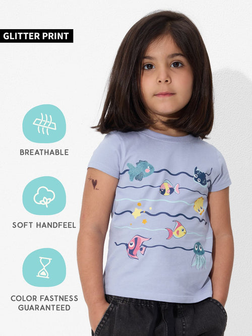 TSS Originals: Aqua Life Girls Cotton T-Shirts (2-8 Yrs)