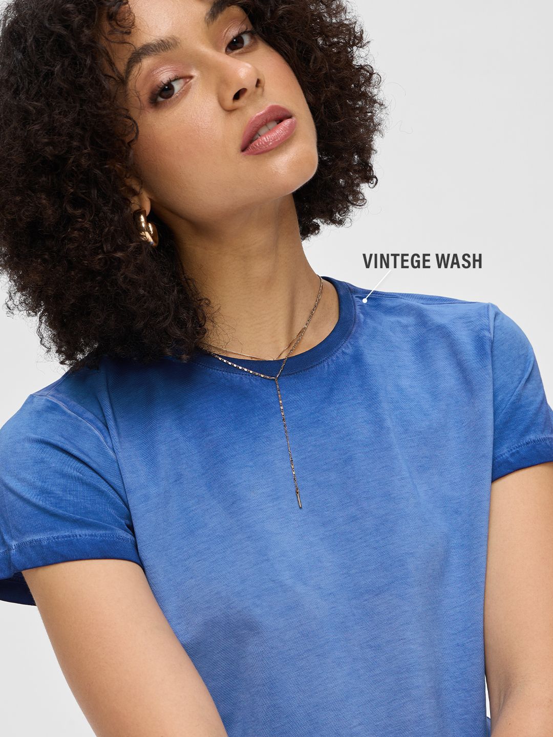 Vintage Solids: Electric Blue Women Regular T-Shirts