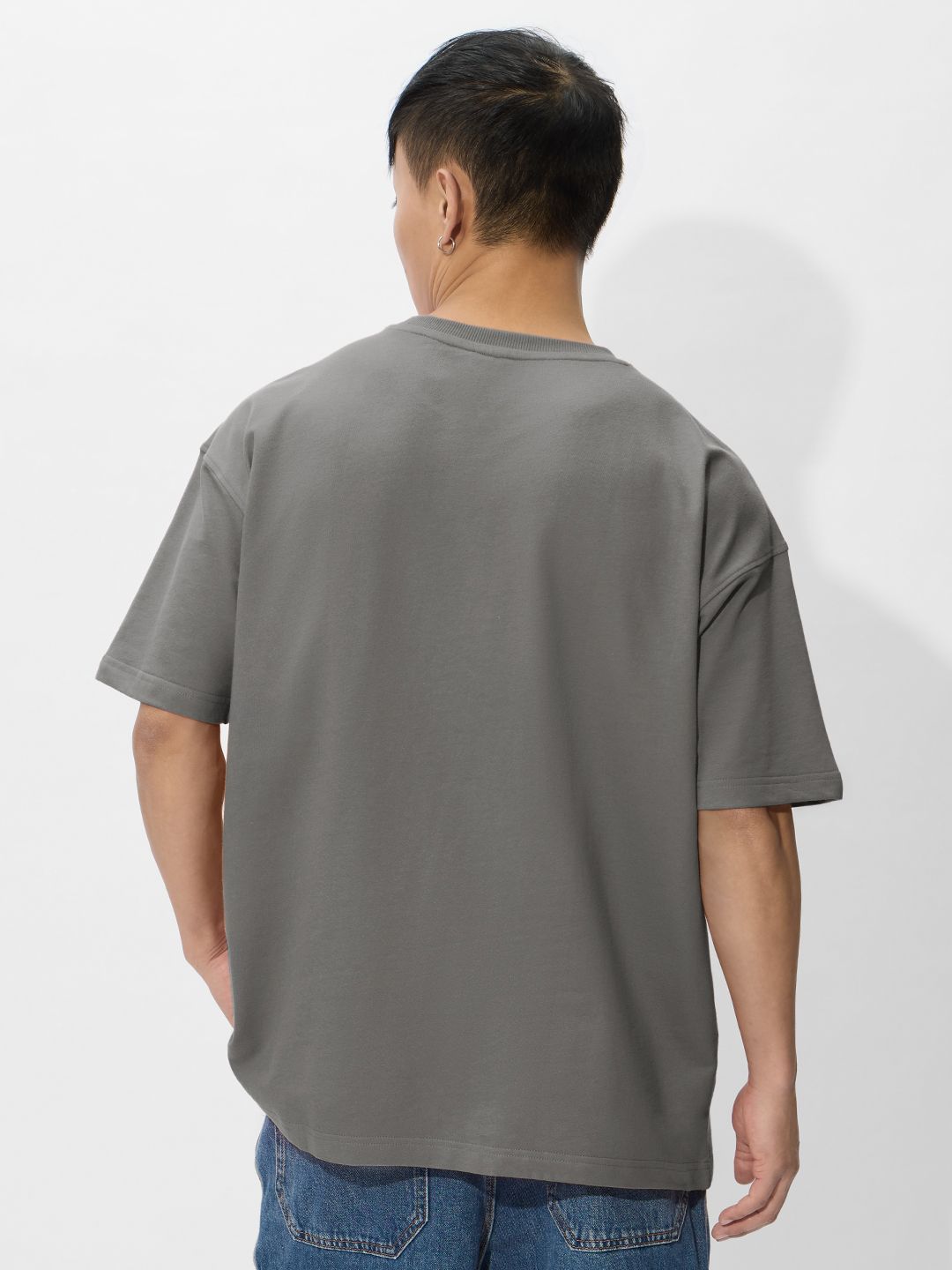 Solids: Smoke Grey Oversized T-Shirts