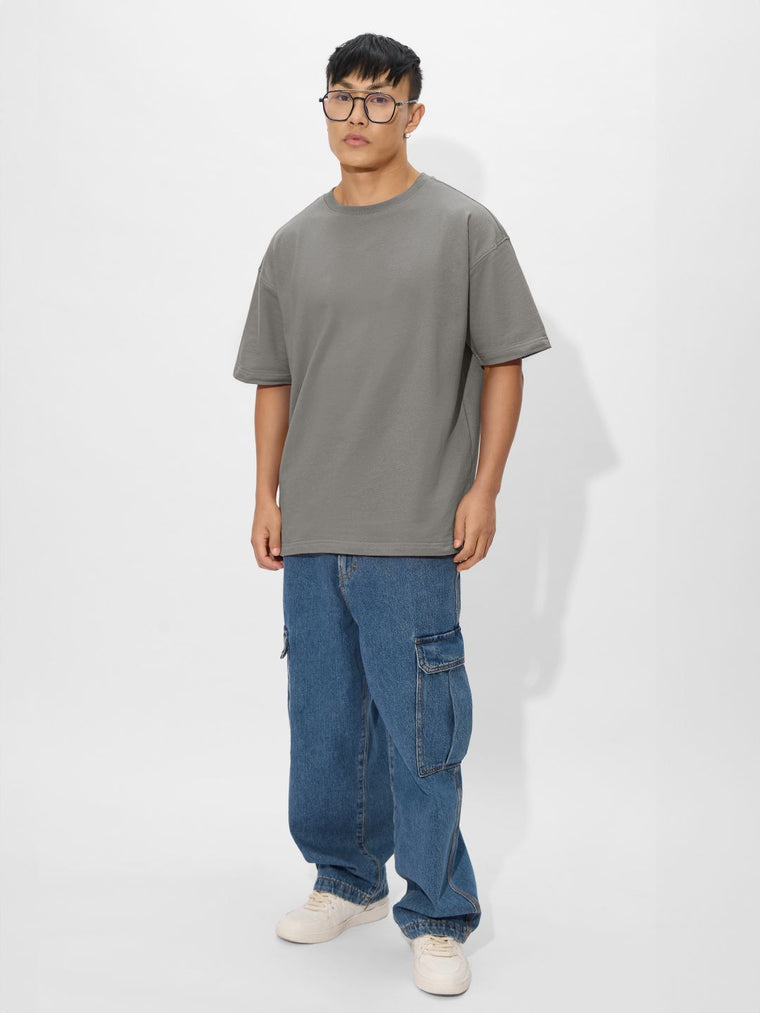 Solids: Smoke Grey Oversized T-Shirts