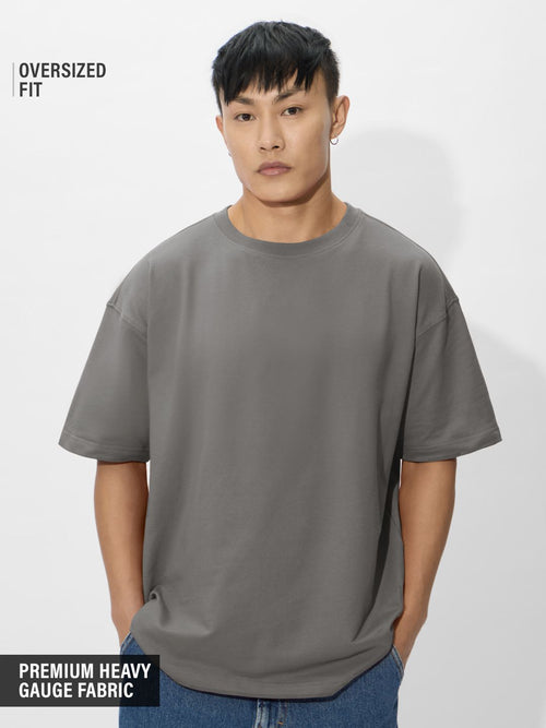 Solids: Smoke Grey Oversized T-Shirts