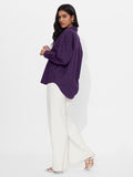 Cotton Linen Shirt: Royal Purple Women Oversized Shirts