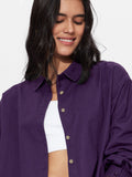 Cotton Linen Shirt: Royal Purple Women Oversized Shirts