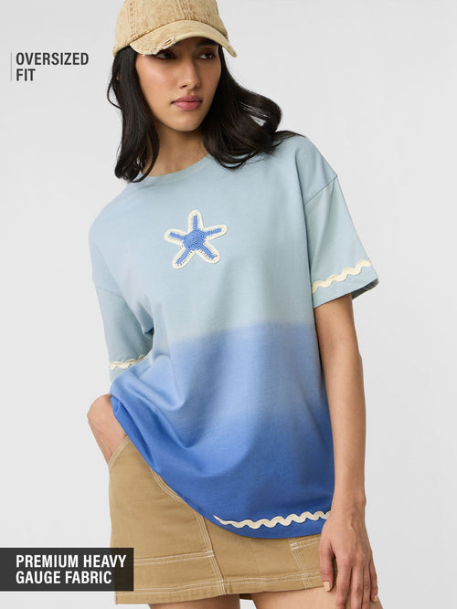 Ombre: Sea Breeze Women Oversized T-Shirts