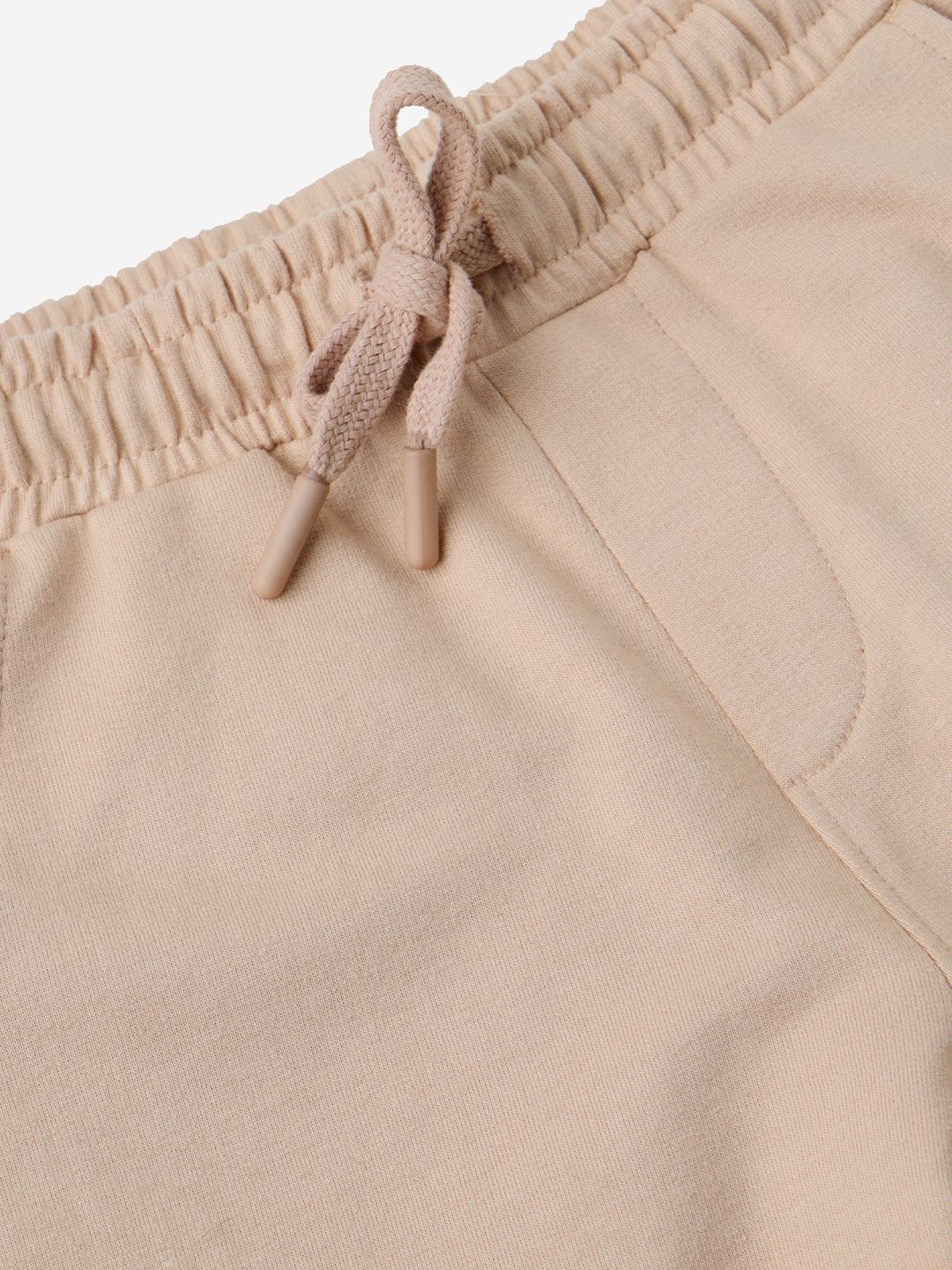 Solids: Creamy Beige Boys Cargo Joggers (2-8 Yrs)