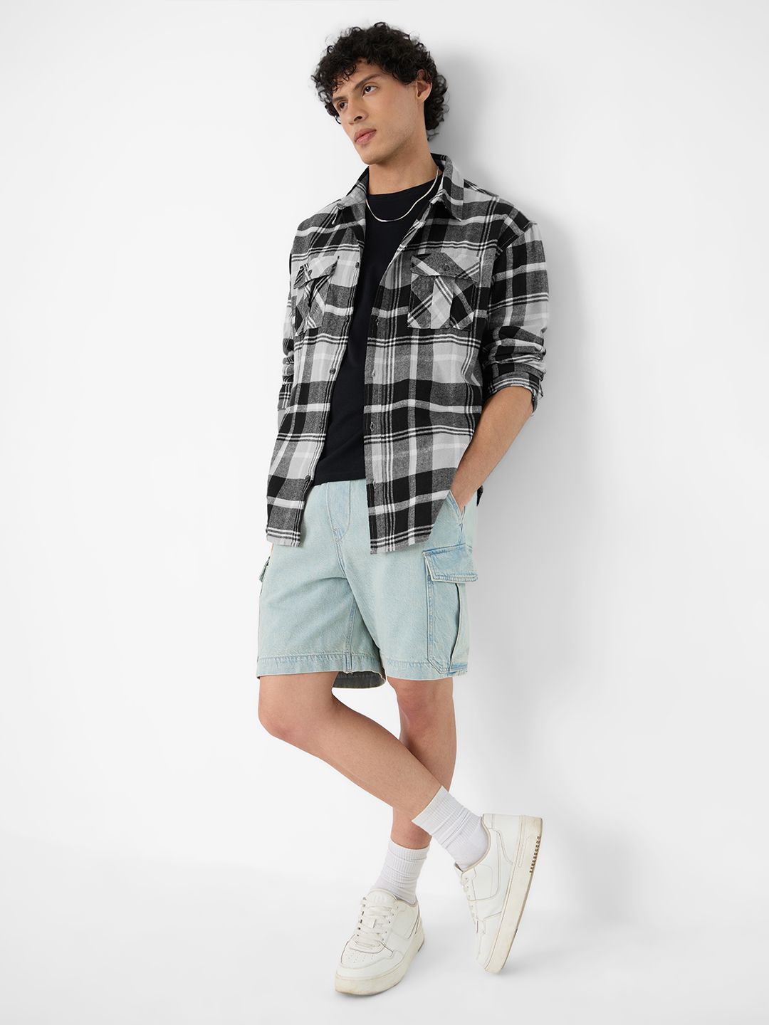 Plaid Shirt: Charcoal Men Utility Shirts