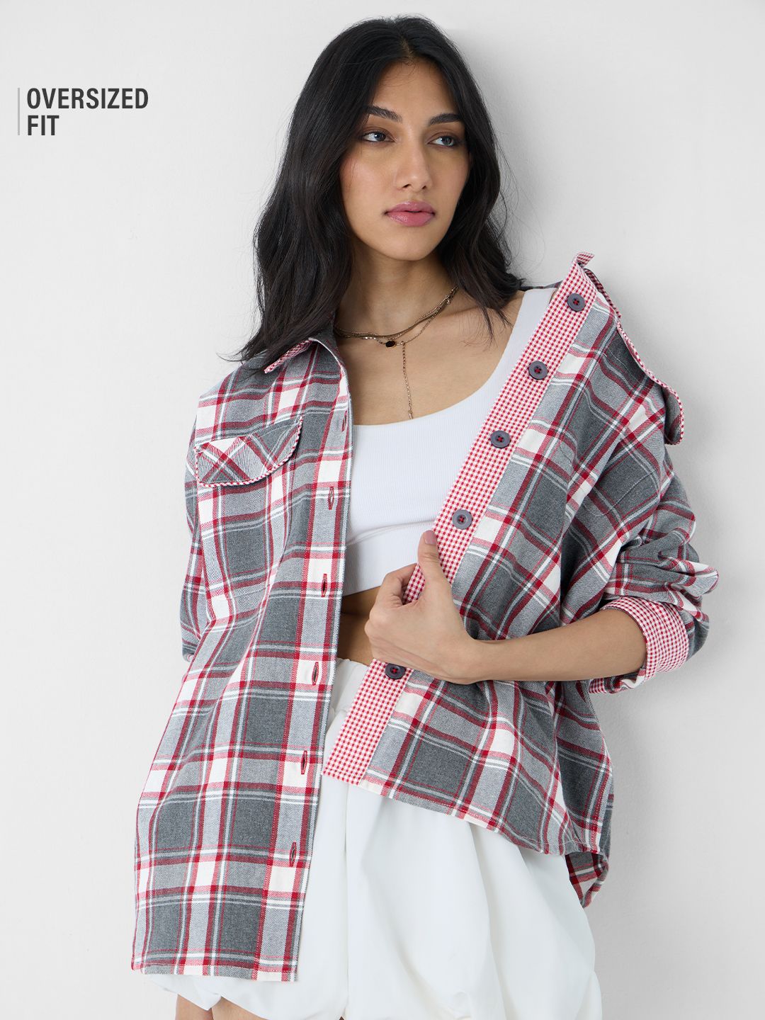 Plaid Shacket: Garnet Women Shackets