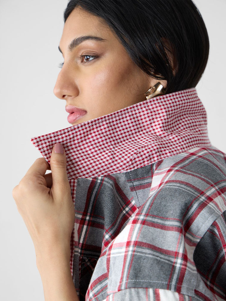 Plaid Shacket: Garnet Women Shackets