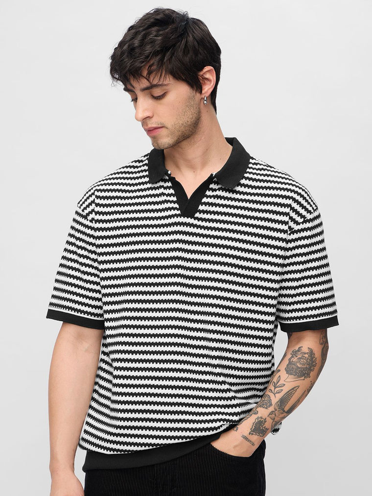 Jacquard Polo: Monochrome Oversized Polos