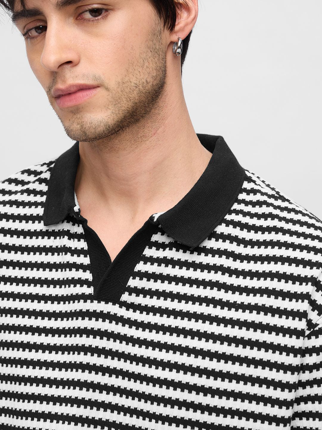 Jacquard Polo: Monochrome Oversized Polos