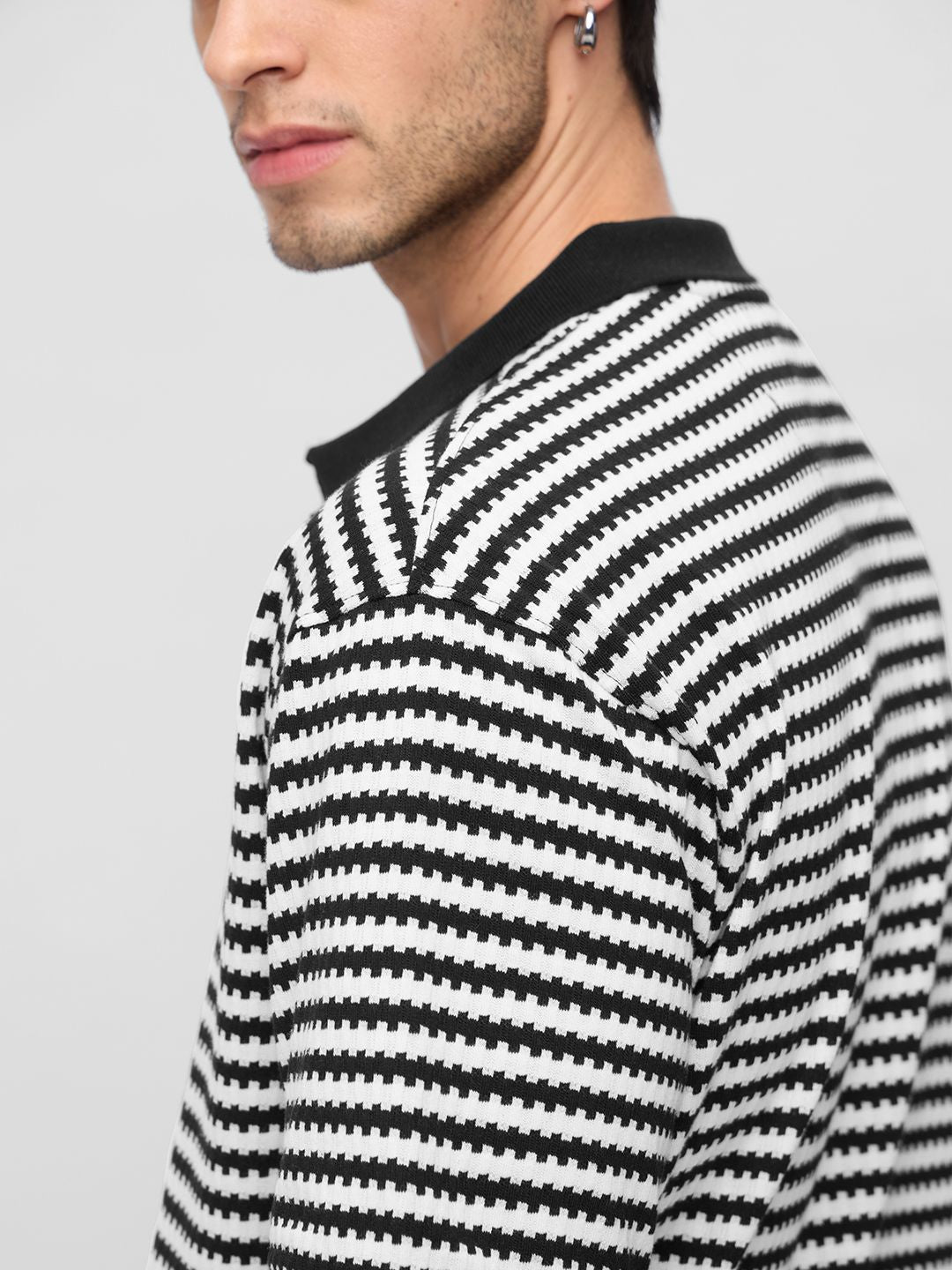 Jacquard Polo: Monochrome Oversized Polos