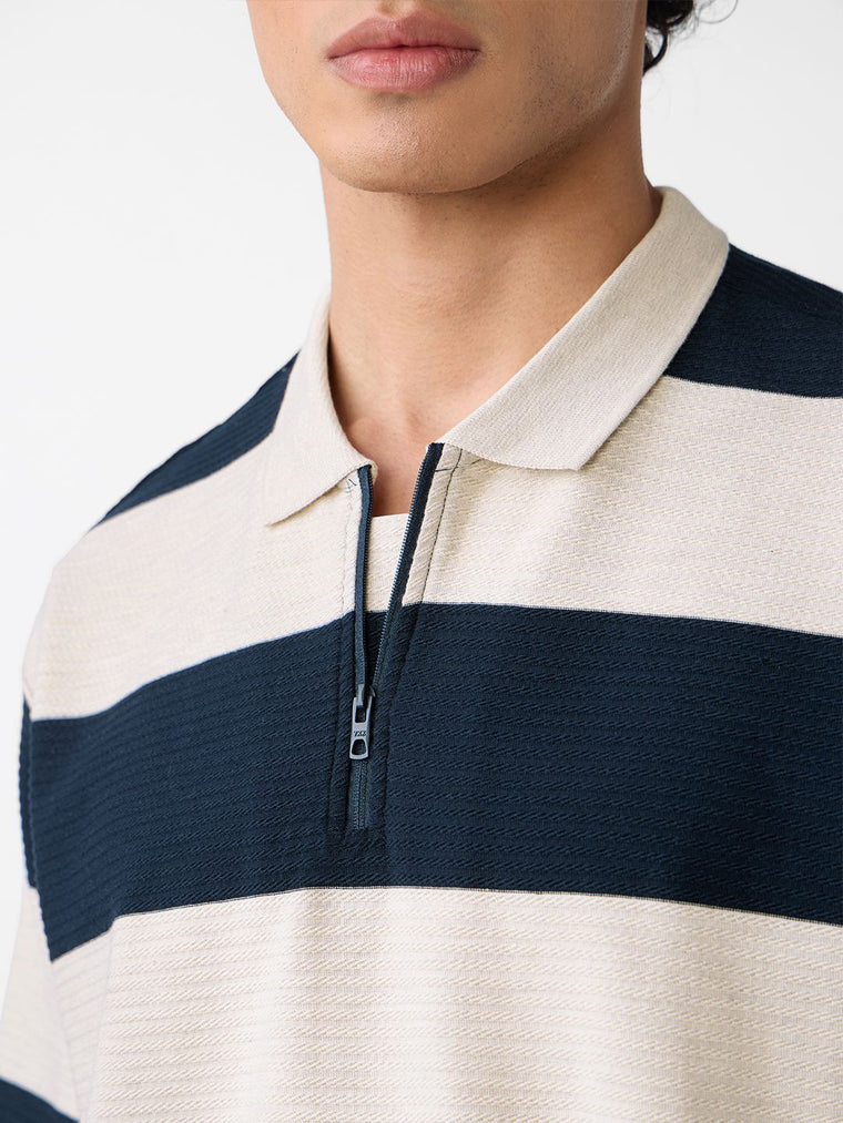 Textured Stripes: Riviera Zipper Polos