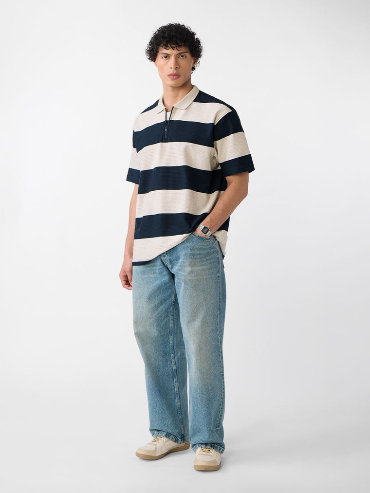 Textured Stripes: Riviera Zipper Polos