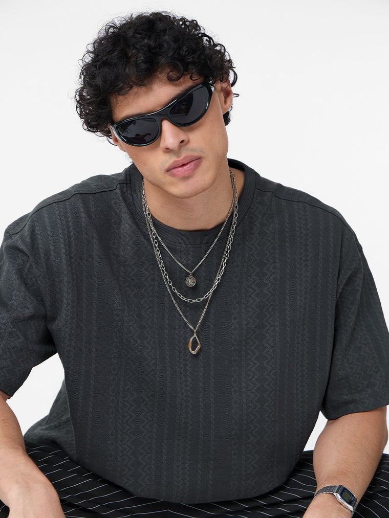 Textured T-shirt: Midnight Oversized T-Shirts