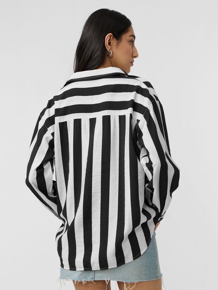 Stripe Shirt: Black, White Women Oversized Shirts