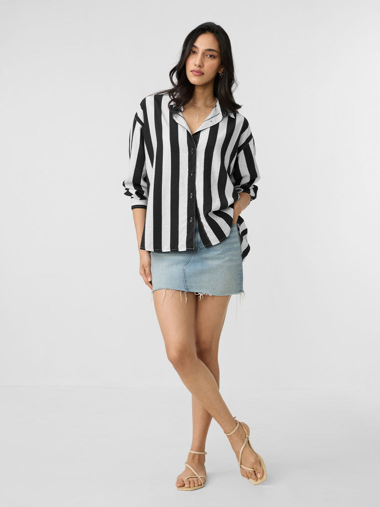 Stripe Shirt: Black, White Women Oversized Shirts