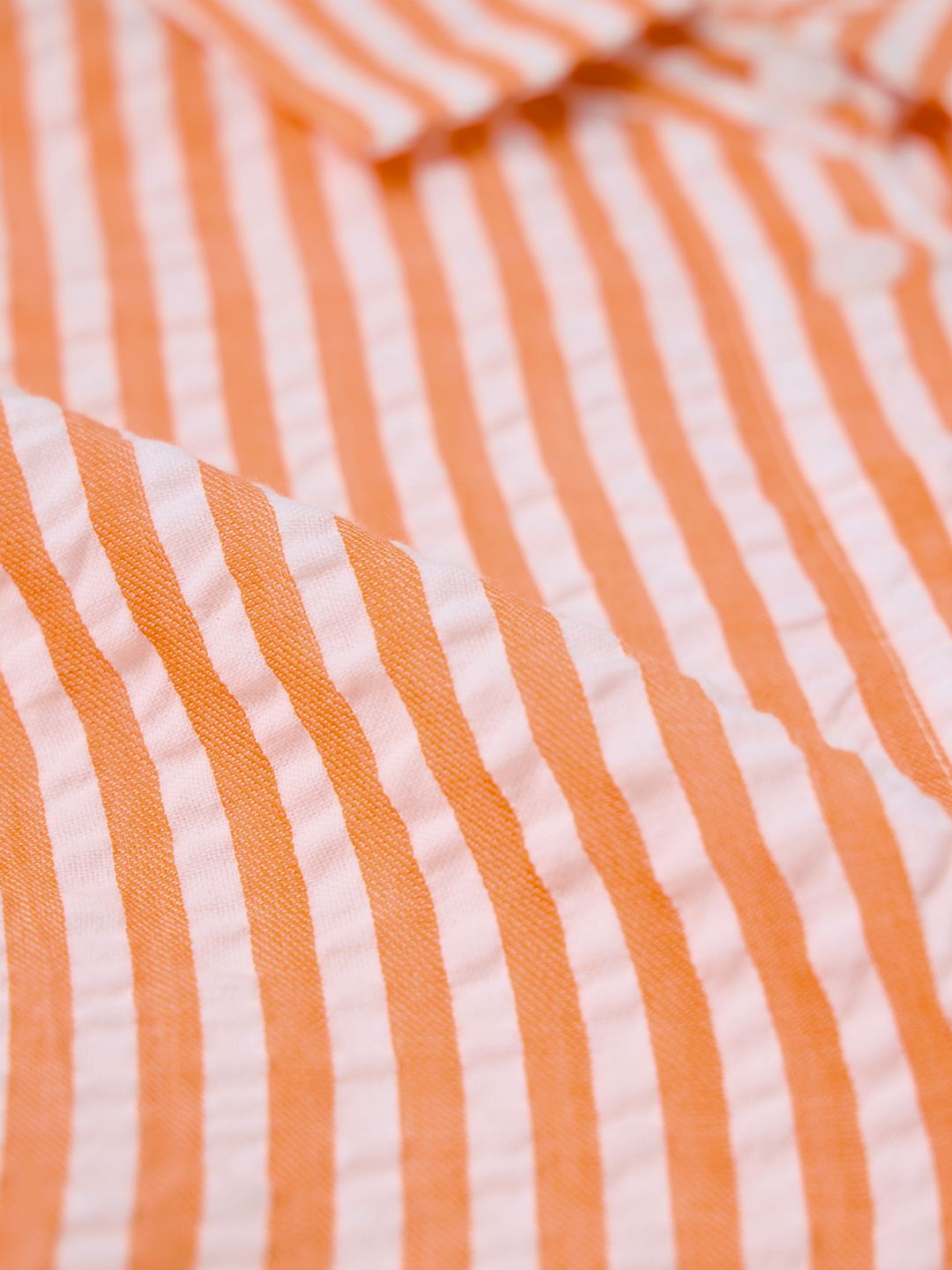 Textured Stripes: Tangerine Women Cropped Shirts