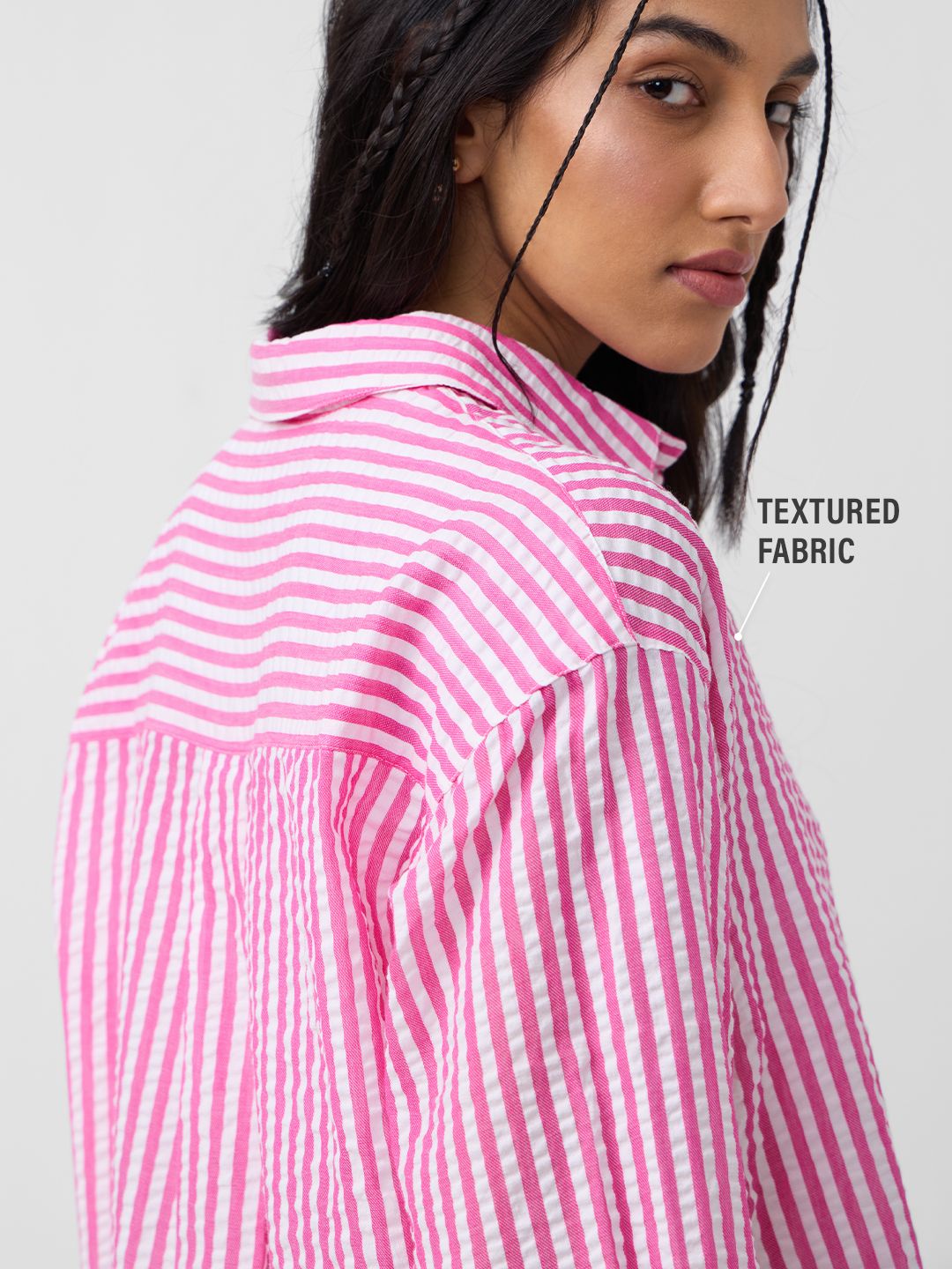 Stripe Shirt: Rose Women Oversized Shirts