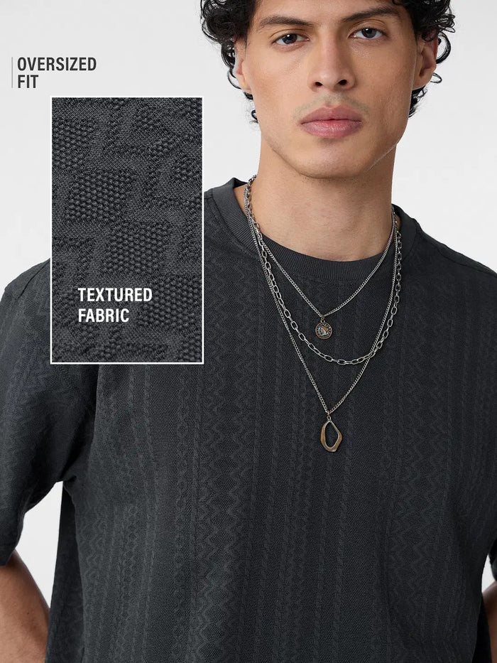Textured T-shirt: Midnight Oversized T-Shirts