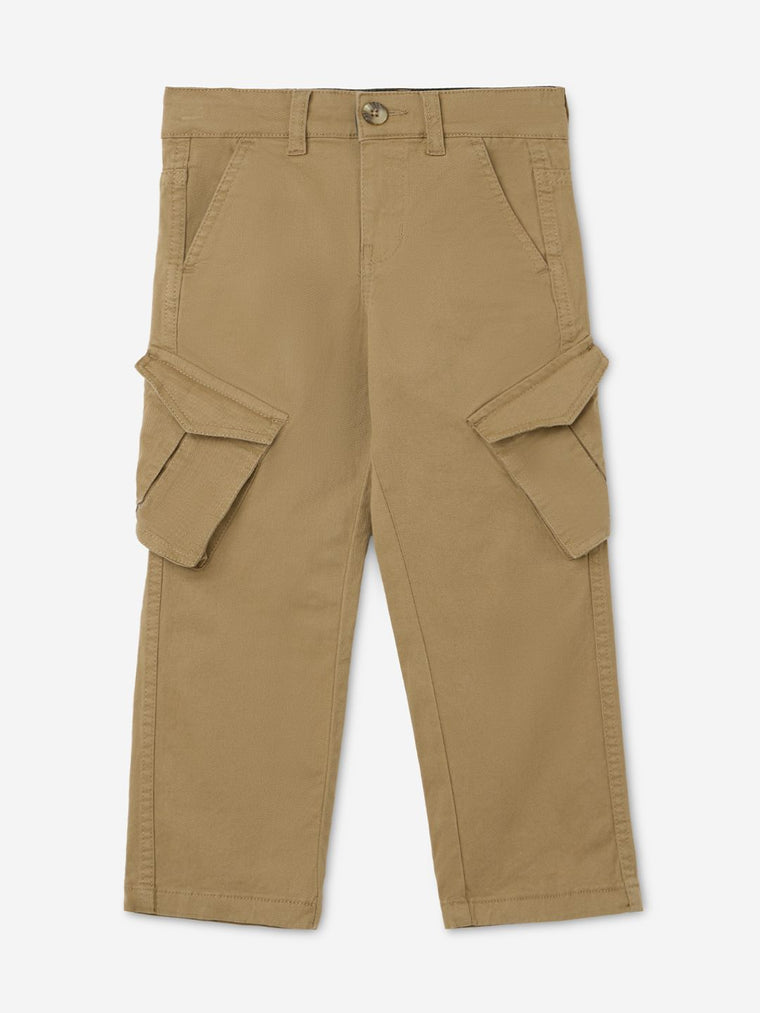 Solids: Dark Beige Boys Cargo Pants (2-8 Yrs)