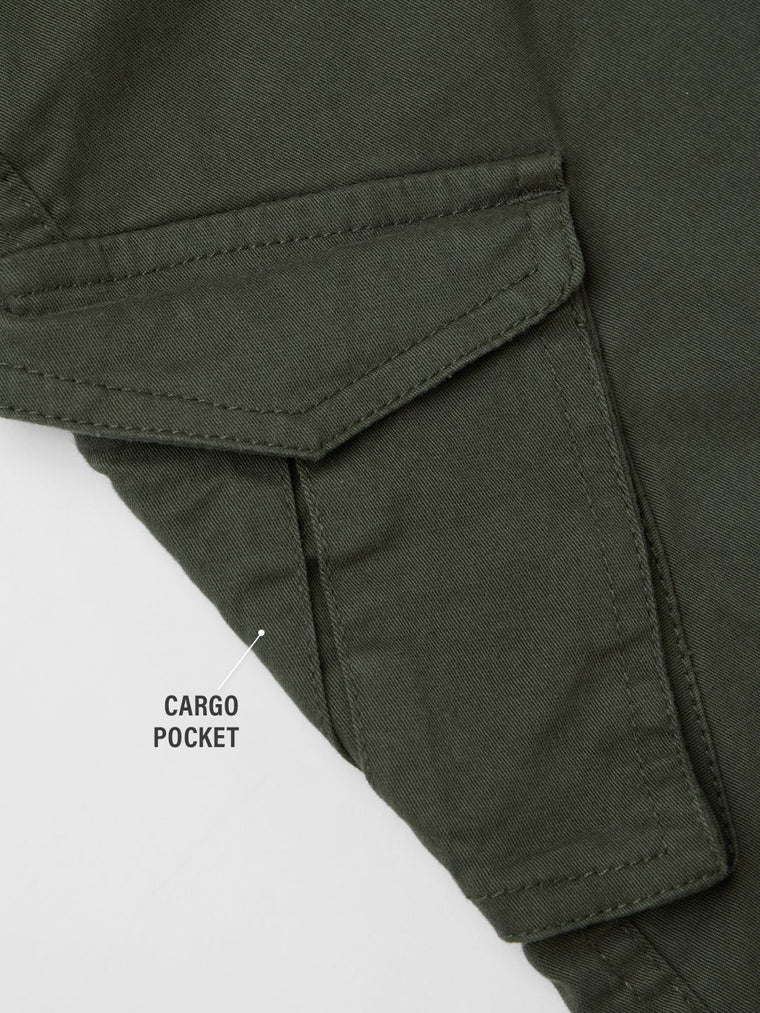 Solids: Forest Green Boys Cargo Pants (2-8 Yrs)