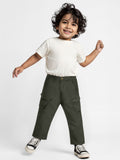 Solids: Forest Green Boys Cargo Pants (2-8 Yrs)