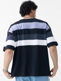 Popcorn Stripes: Blue Horizon Oversized T-Shirts