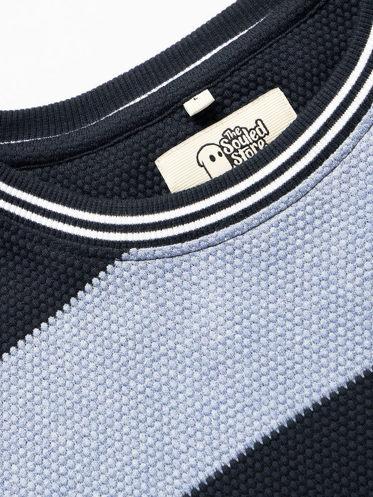 Popcorn Stripes: Blue Horizon Oversized T-Shirts