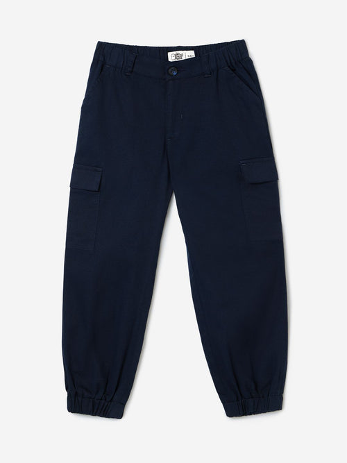 Solids: Twilight Blue Girls Cotton Joggers (2-8 Yrs)